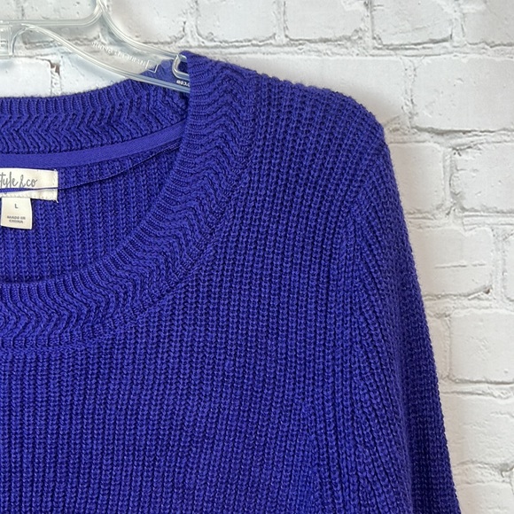 Style & Co Midnight Iris Boxy Bell Sleeve Sweater Size Large - Picture 3 of 5